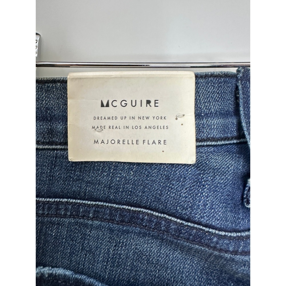 McGuire Majorelle Flare Jeans Dark Wash Raw Hem Size 28 NWOT Stretch 70's Style - Picture 8 of 15